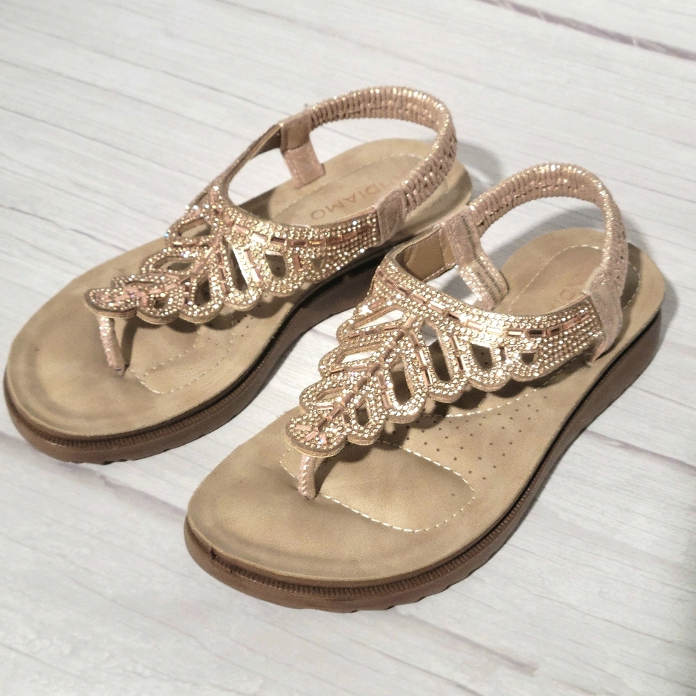 Boho-chic Rhinestone Sandals Size 5.5